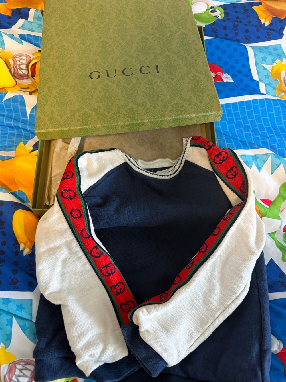 Gucci Kids Navy, White & Red-Trim Sweatshirt